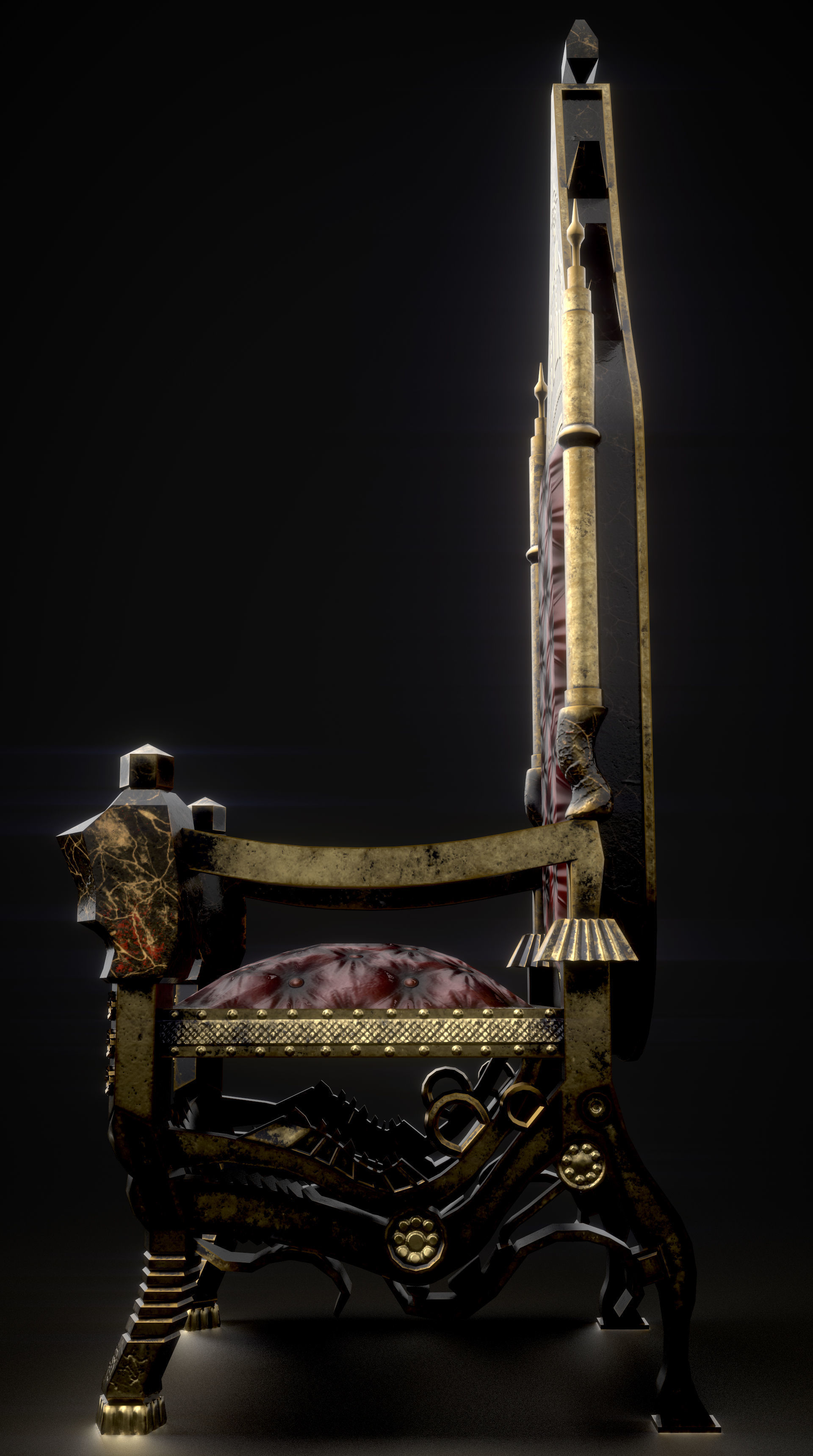 C2 - Medieval Chair 1 Low-poly 3D model_6