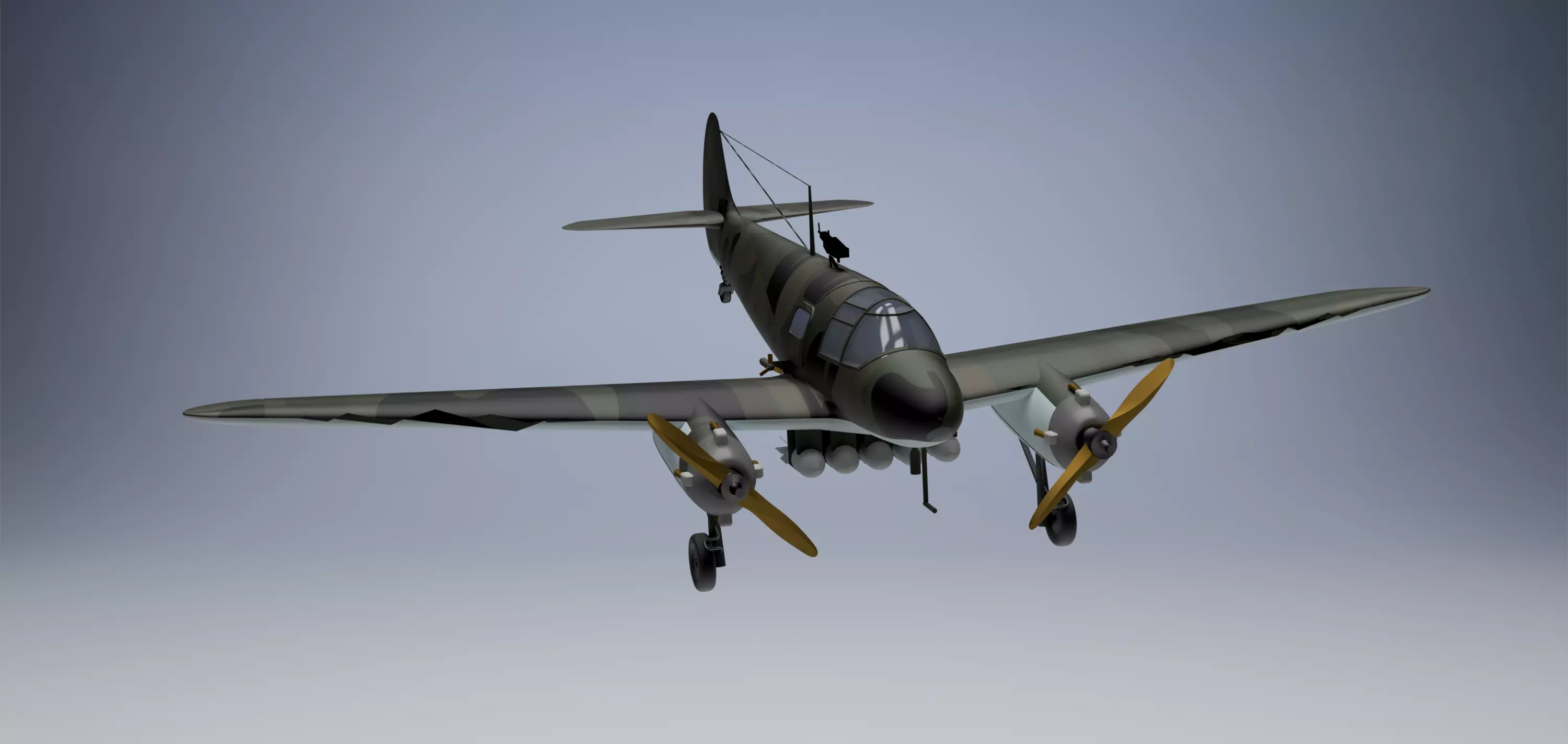 Yak-6 luftwaffe bf fighter 3D model