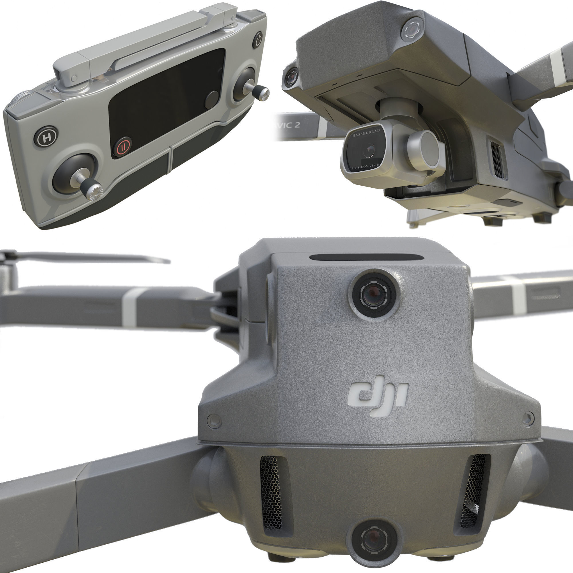DJI Mavic PRO 2 and Smart Controller 3D model_1