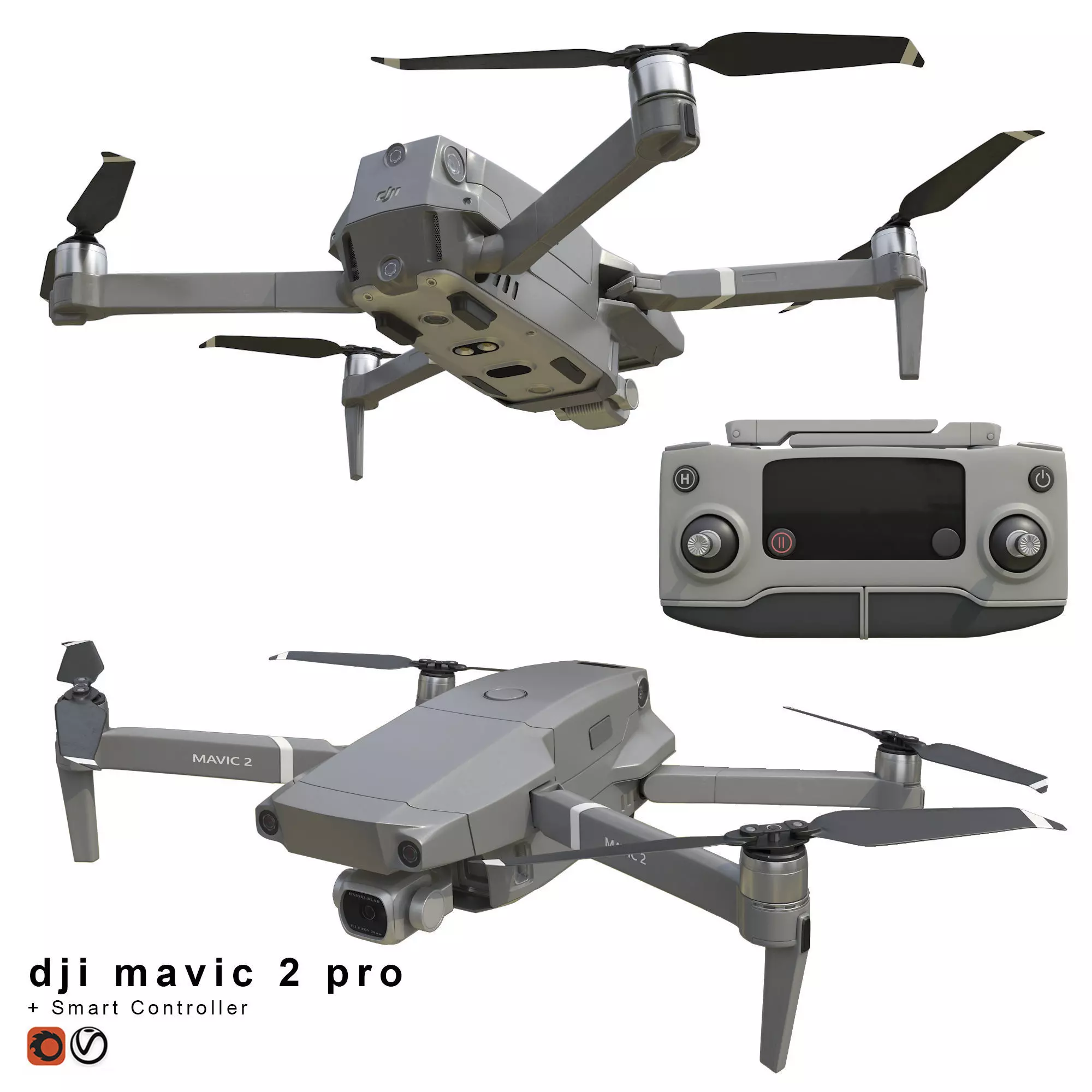 DJI Mavic PRO 2 and Smart Controller 3D model_0