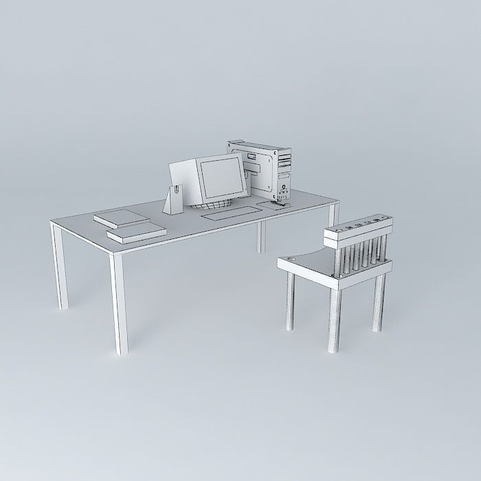 computer table and chai 3D model | CGTrader