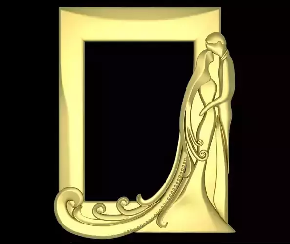 Mirror gold frame with couple in it