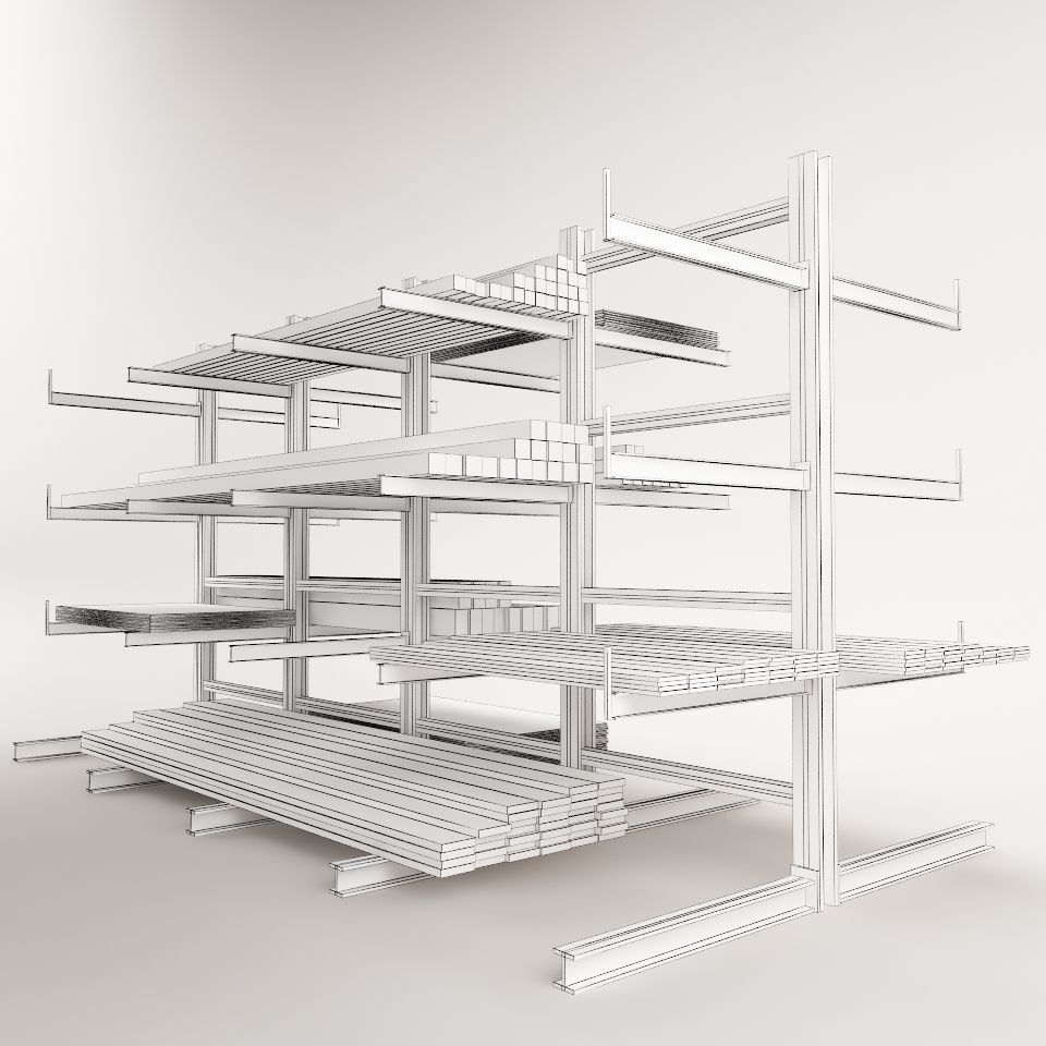 Steel Rack Storage System  01 Low-poly 3D model_8