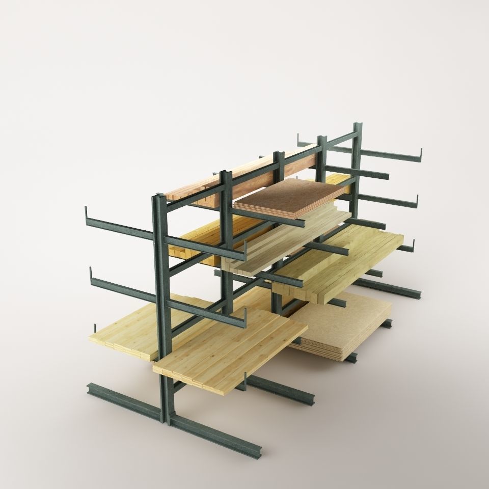 Steel Rack Storage System  01 Low-poly 3D model_1