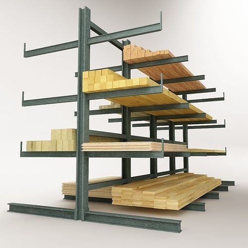 Steel Rack Storage System  01 Low-poly 3D model