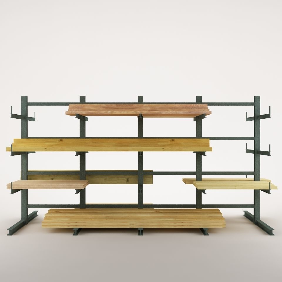 Steel Rack Storage System  01 Low-poly 3D model_3