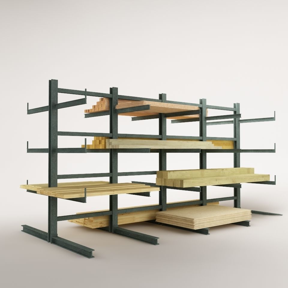 Steel Rack Storage System  01 Low-poly 3D model_7