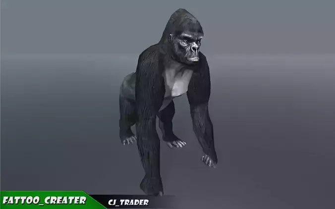 Lowpoly Gorilla Rigged 3D Model