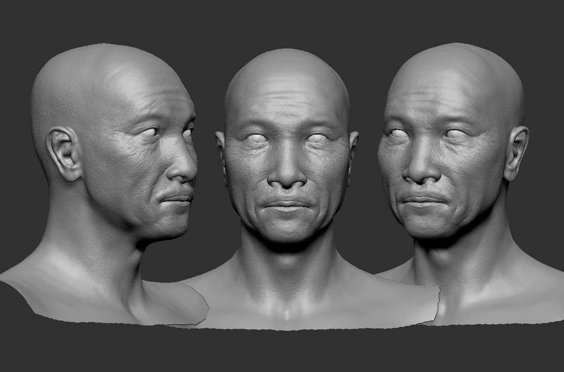  Man Head Base mesh  3D model_1