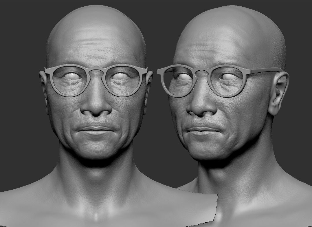  Man Head Base mesh  3D model_3