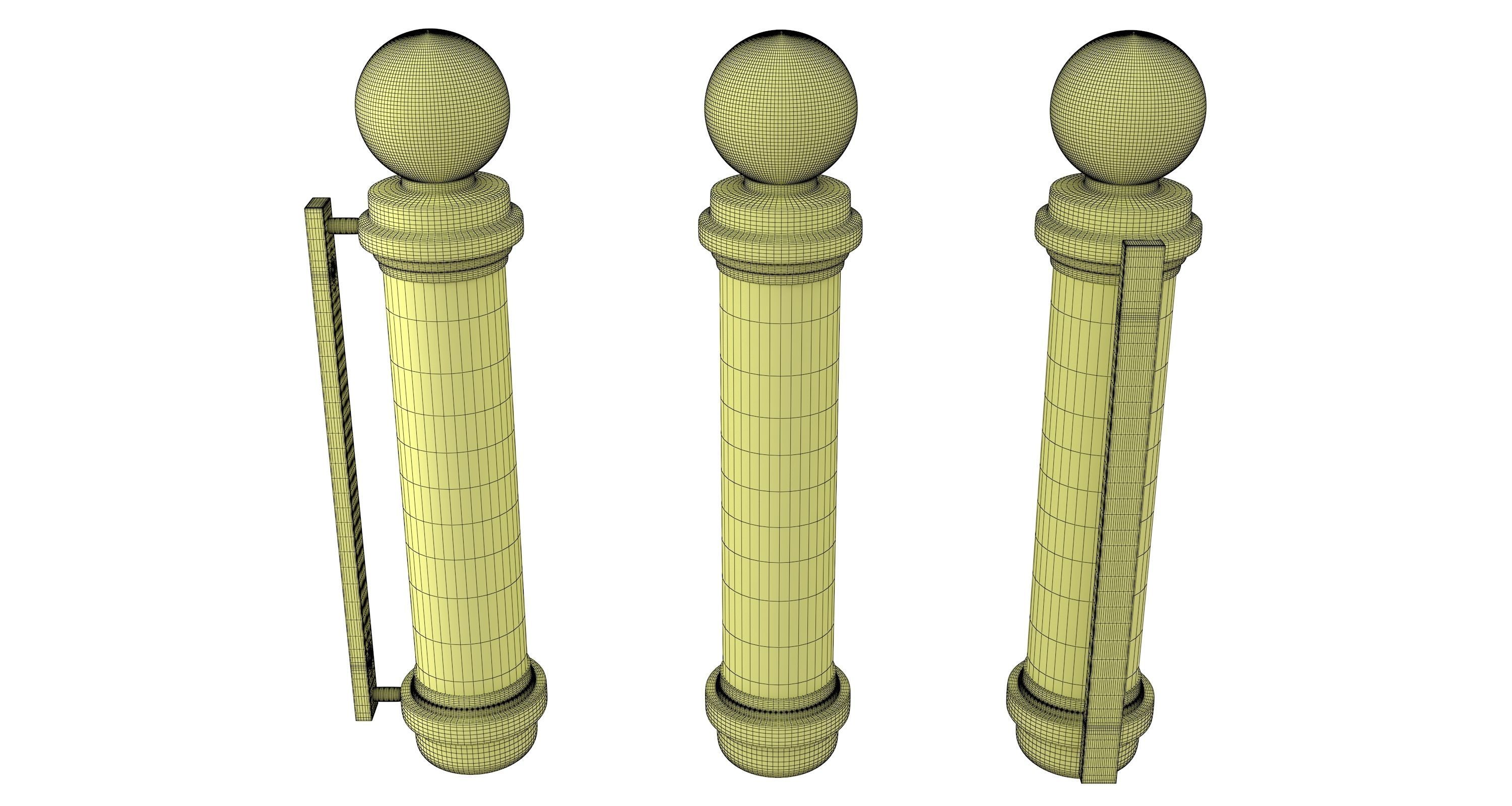 Barber Shop Pole Black 3D model_7