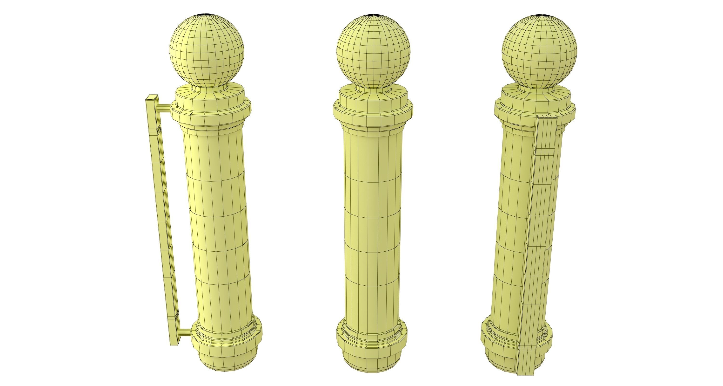 Barber Shop Pole Black 3D model_6