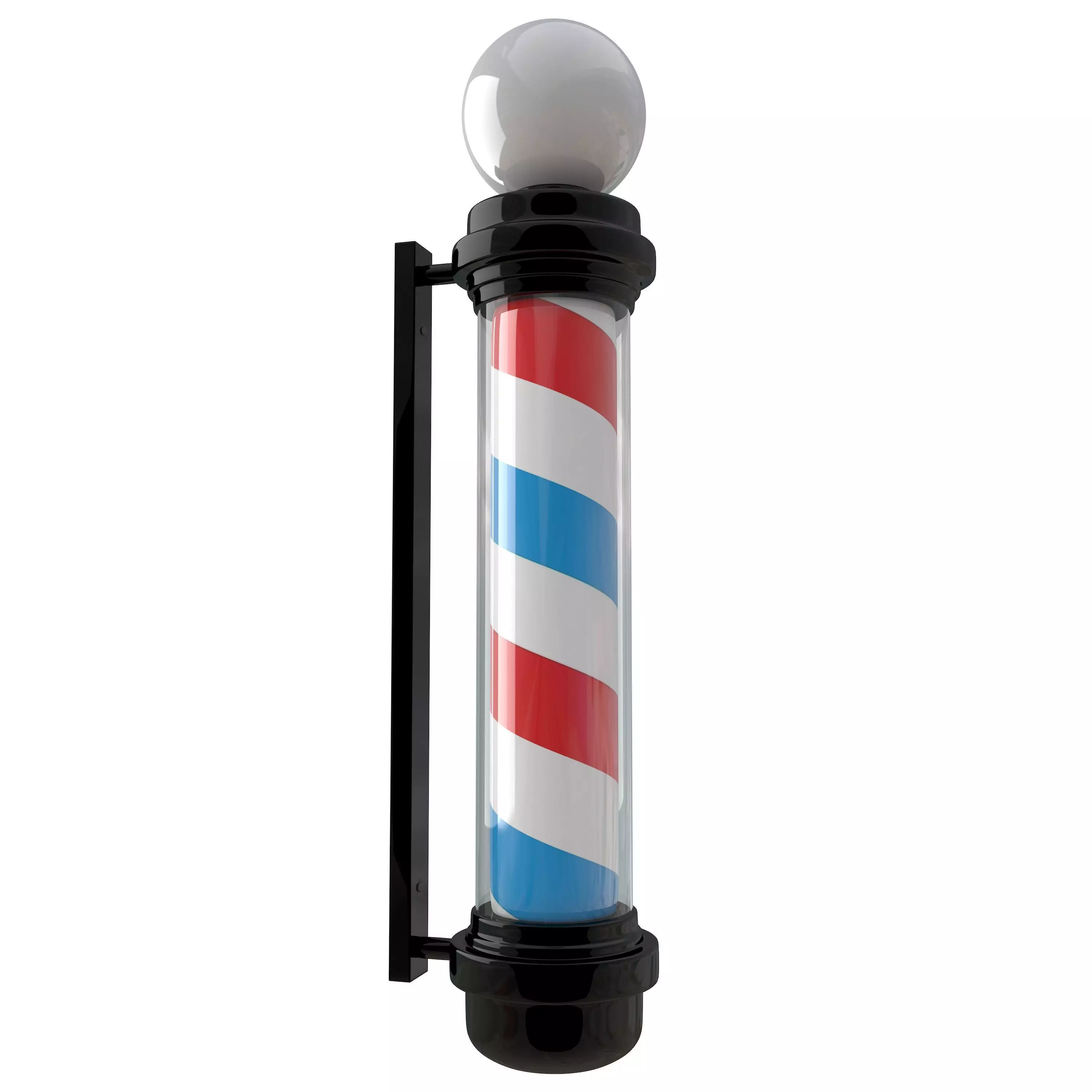 Barber Shop Pole Black 3D model_0