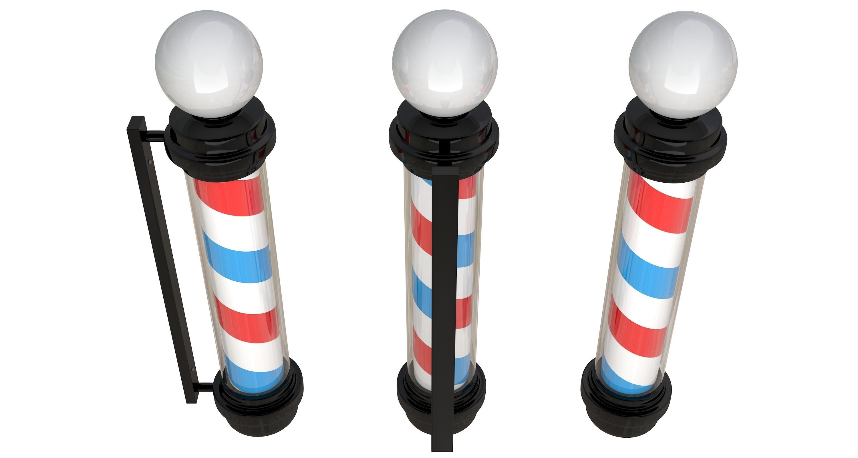 Barber Shop Pole Black 3D model_4