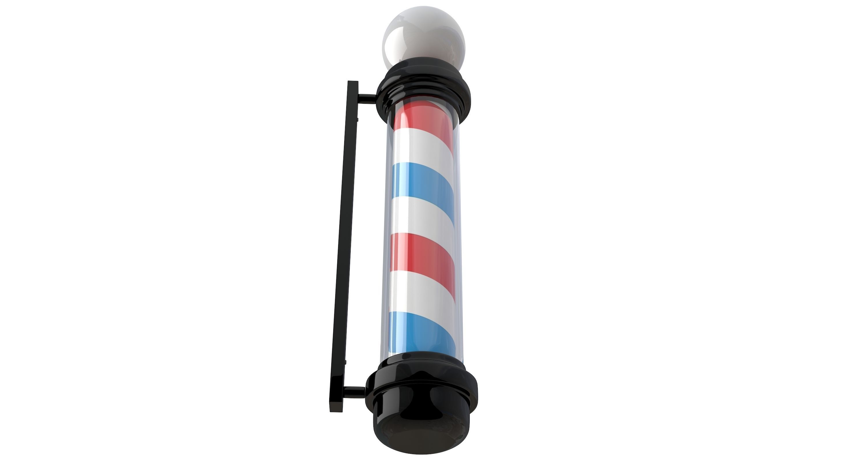 Barber Shop Pole Black 3D model_2