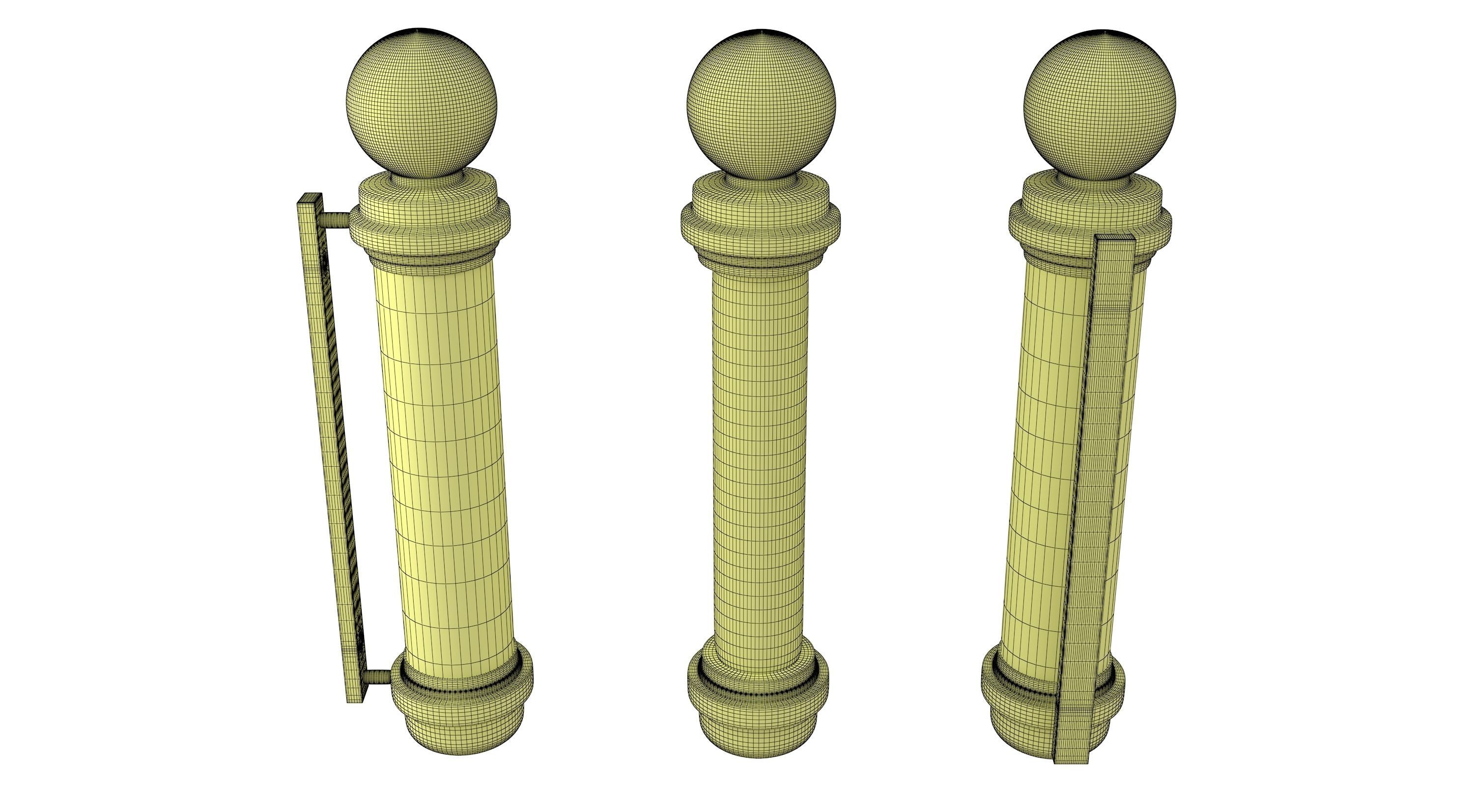 Barber Shop Pole Black 3D model_8