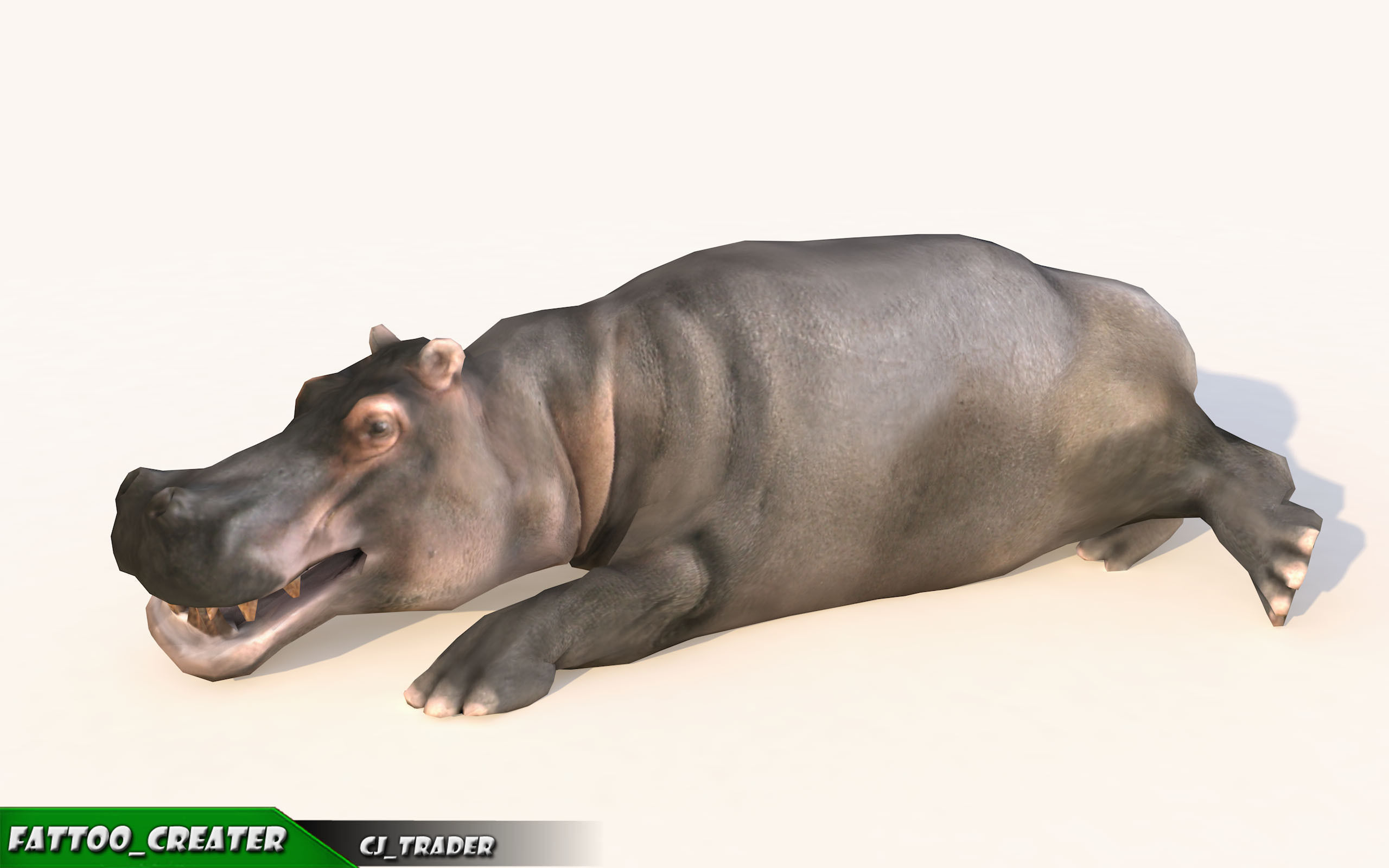 Lowpoly Hippopotamus Animated 3D model Low-poly 3D model_7