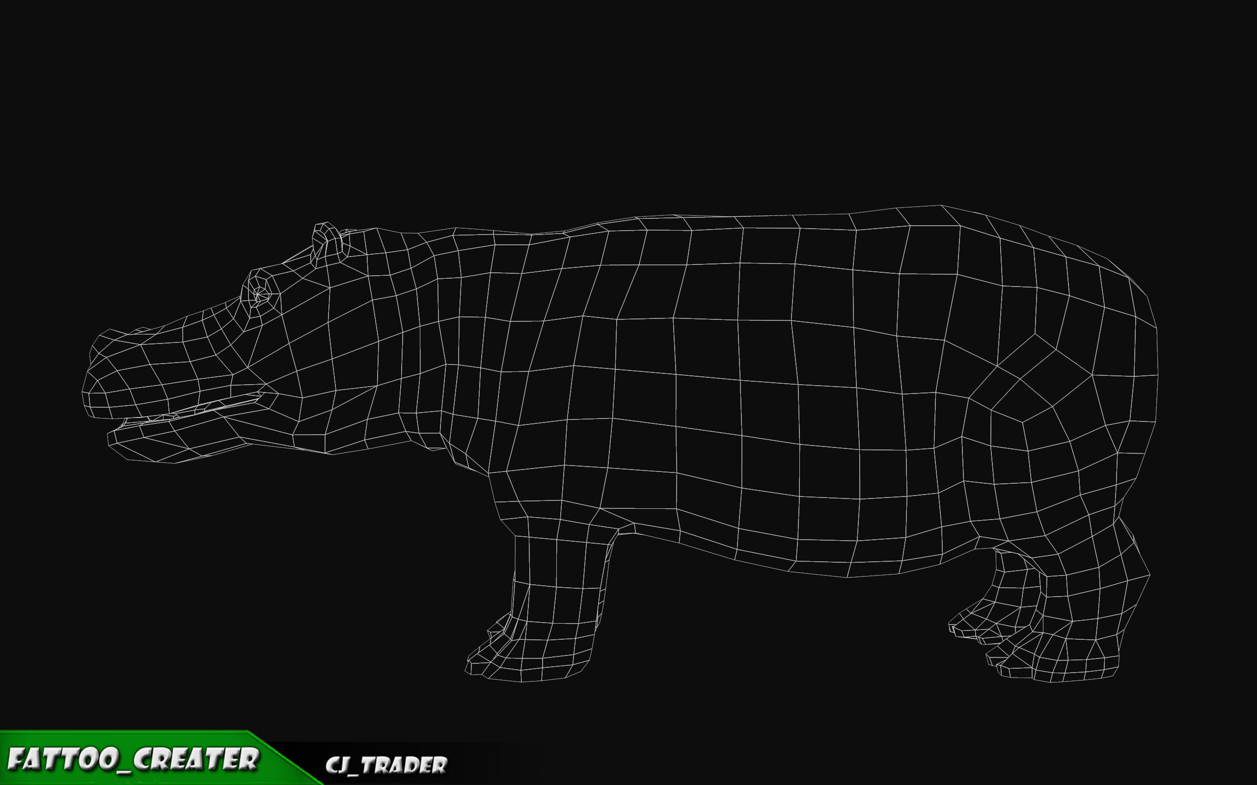 Lowpoly Hippopotamus Animated 3D model Low-poly 3D model_8