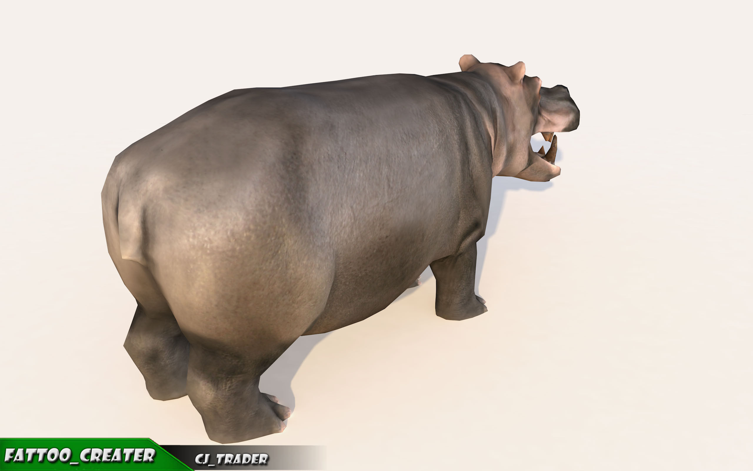 Lowpoly Hippopotamus Animated 3D model Low-poly 3D model_3