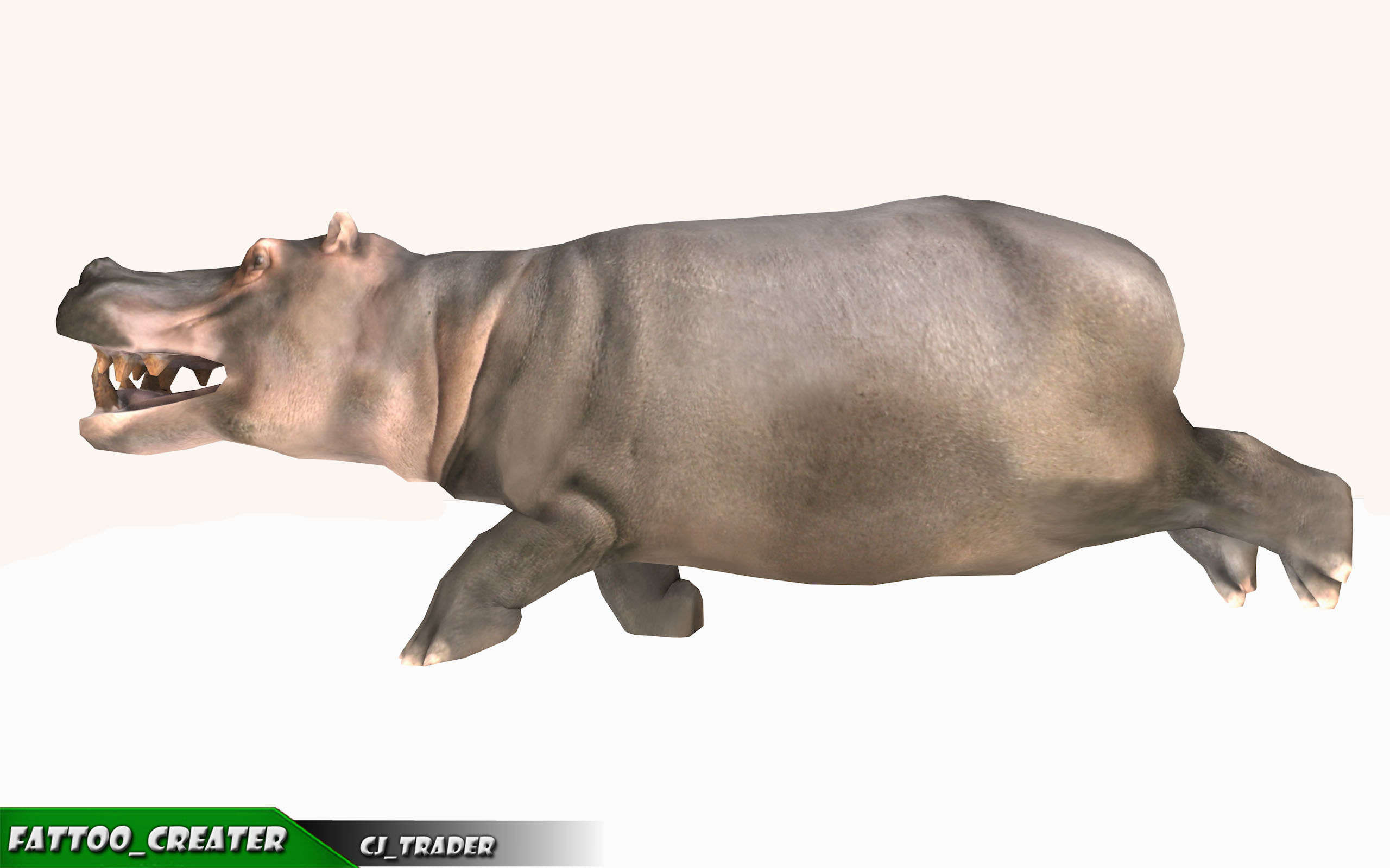 Lowpoly Hippopotamus Animated 3D model Low-poly 3D model_6