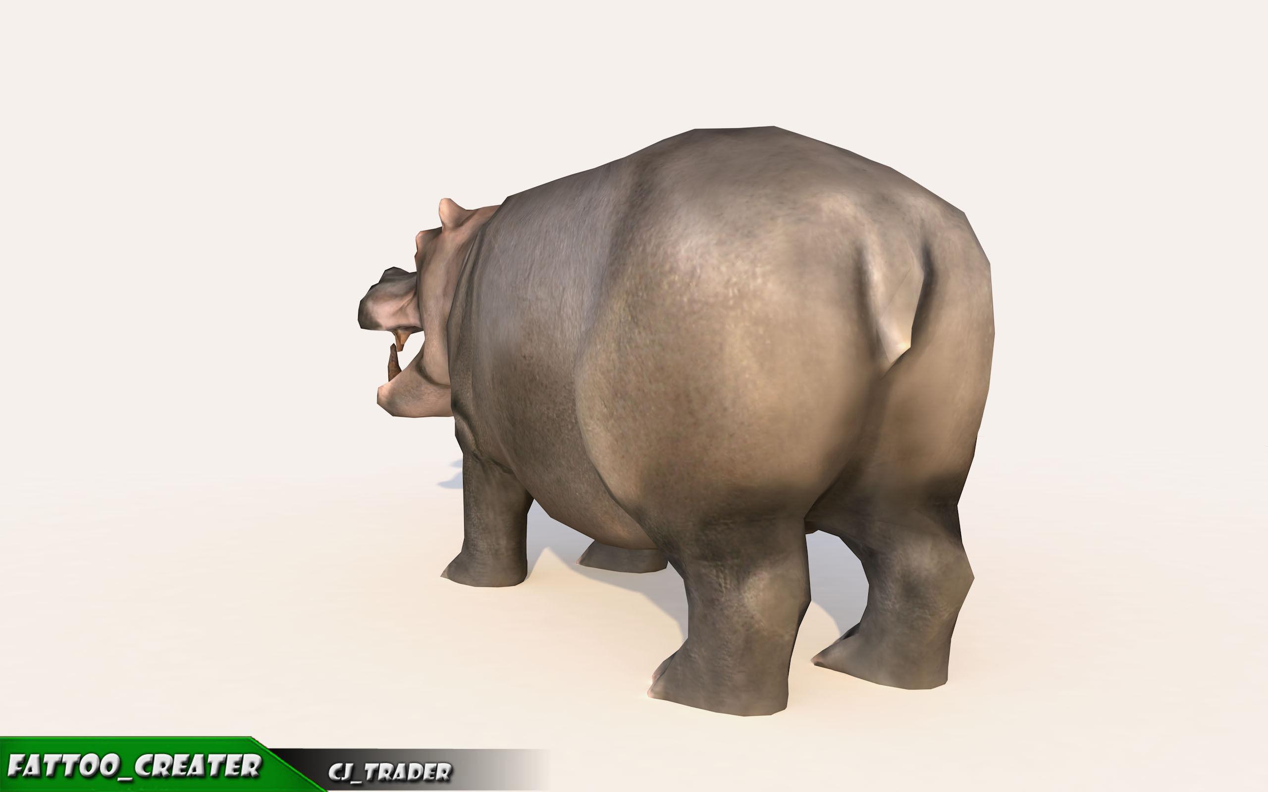 Lowpoly Hippopotamus Animated 3D model Low-poly 3D model_2
