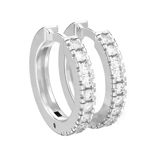 Prong-set hoop earrings with english lock and diamonds