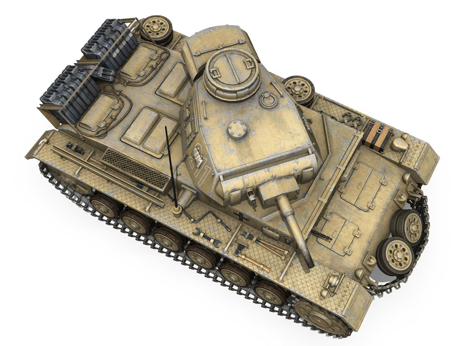 PzKpfw III - Ausf G - DAK - 211 3D model_9