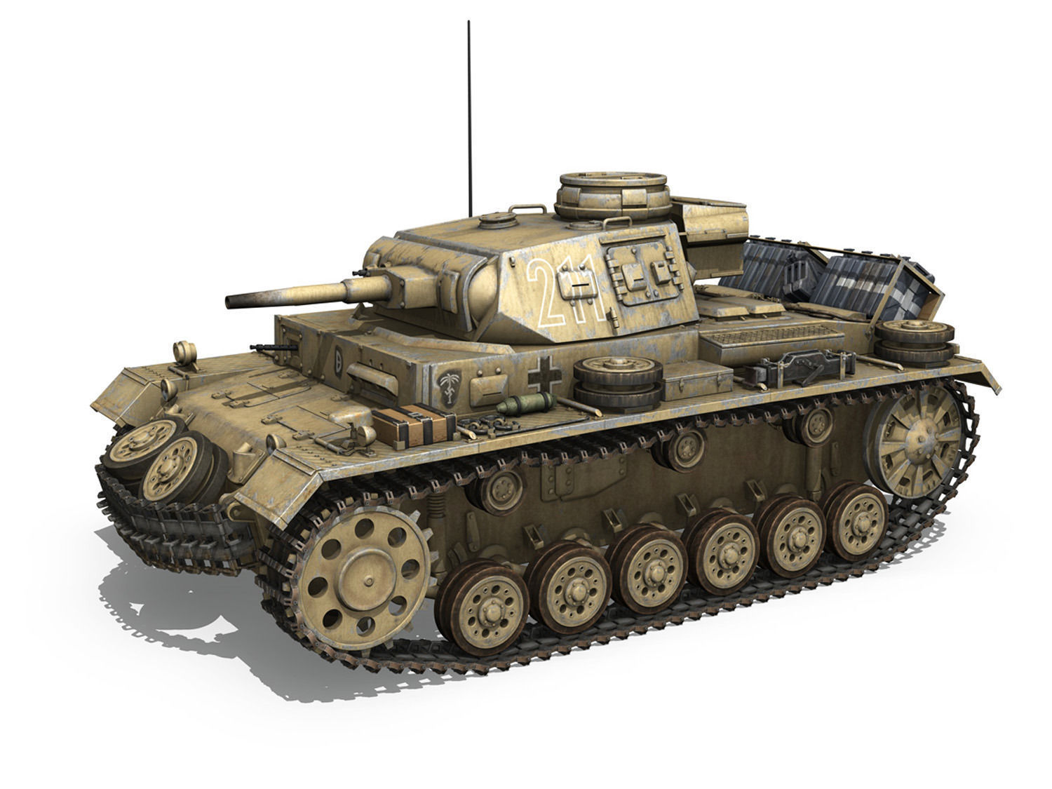 PzKpfw III - Ausf G - DAK - 211 3D model_2