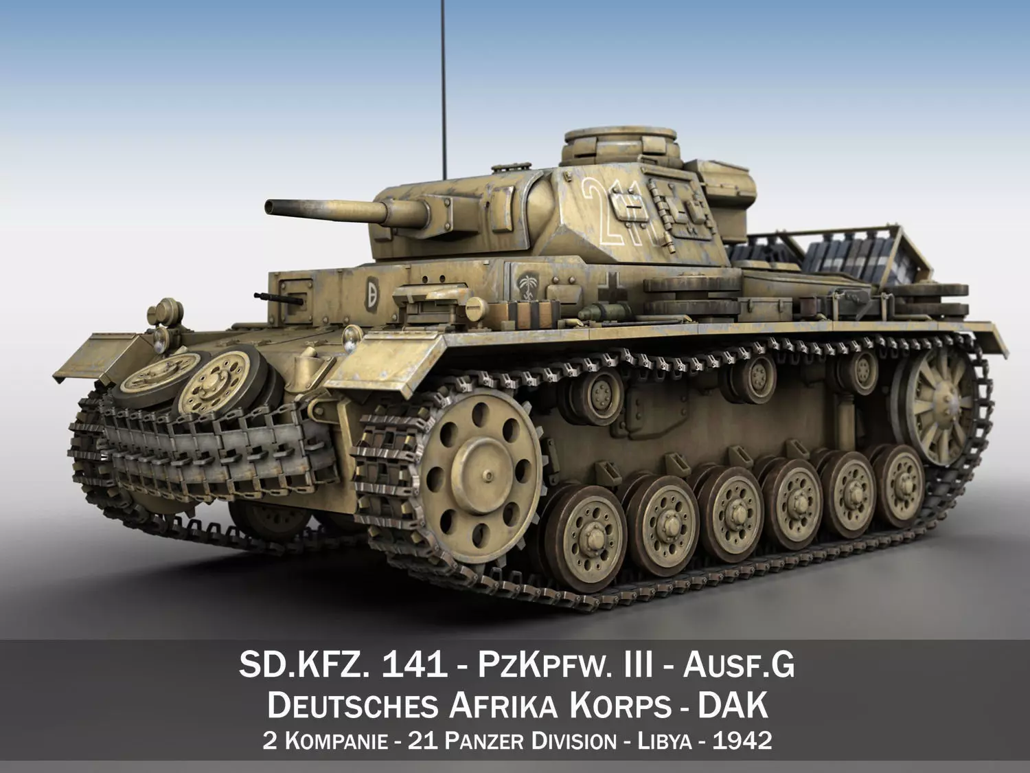 PzKpfw III - Ausf G - DAK - 211 3D model_0