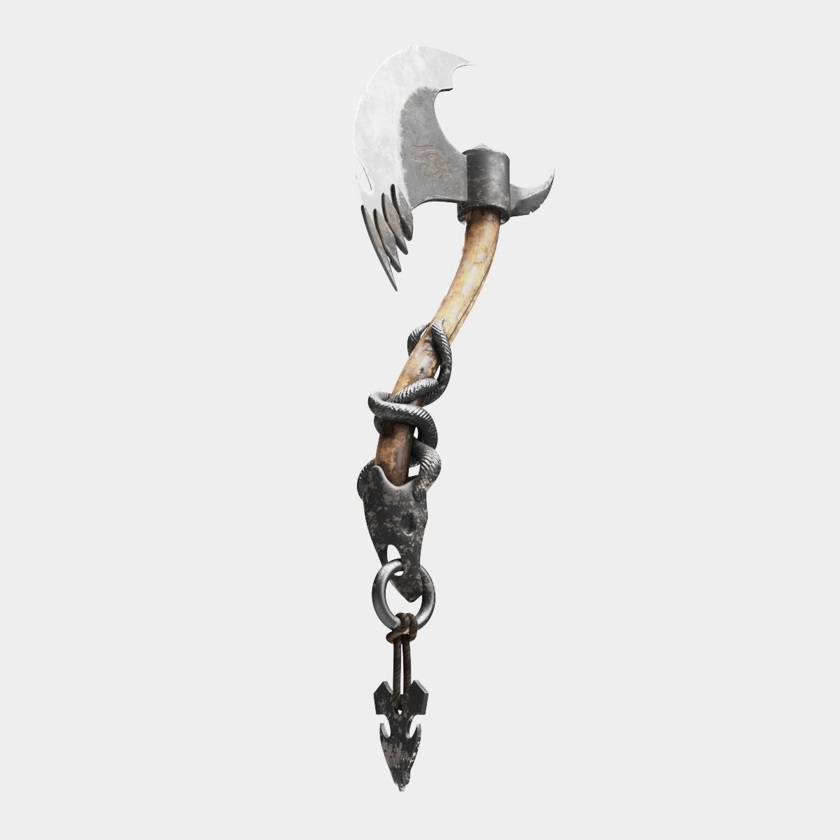 Medieval axe 3D model_3
