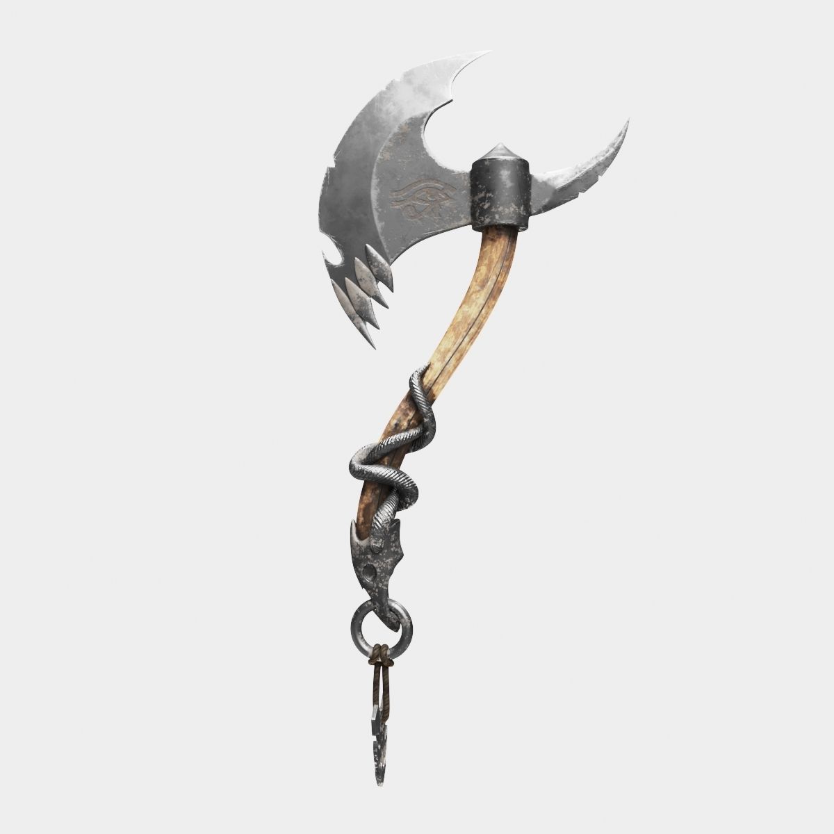 Medieval axe 3D model_4