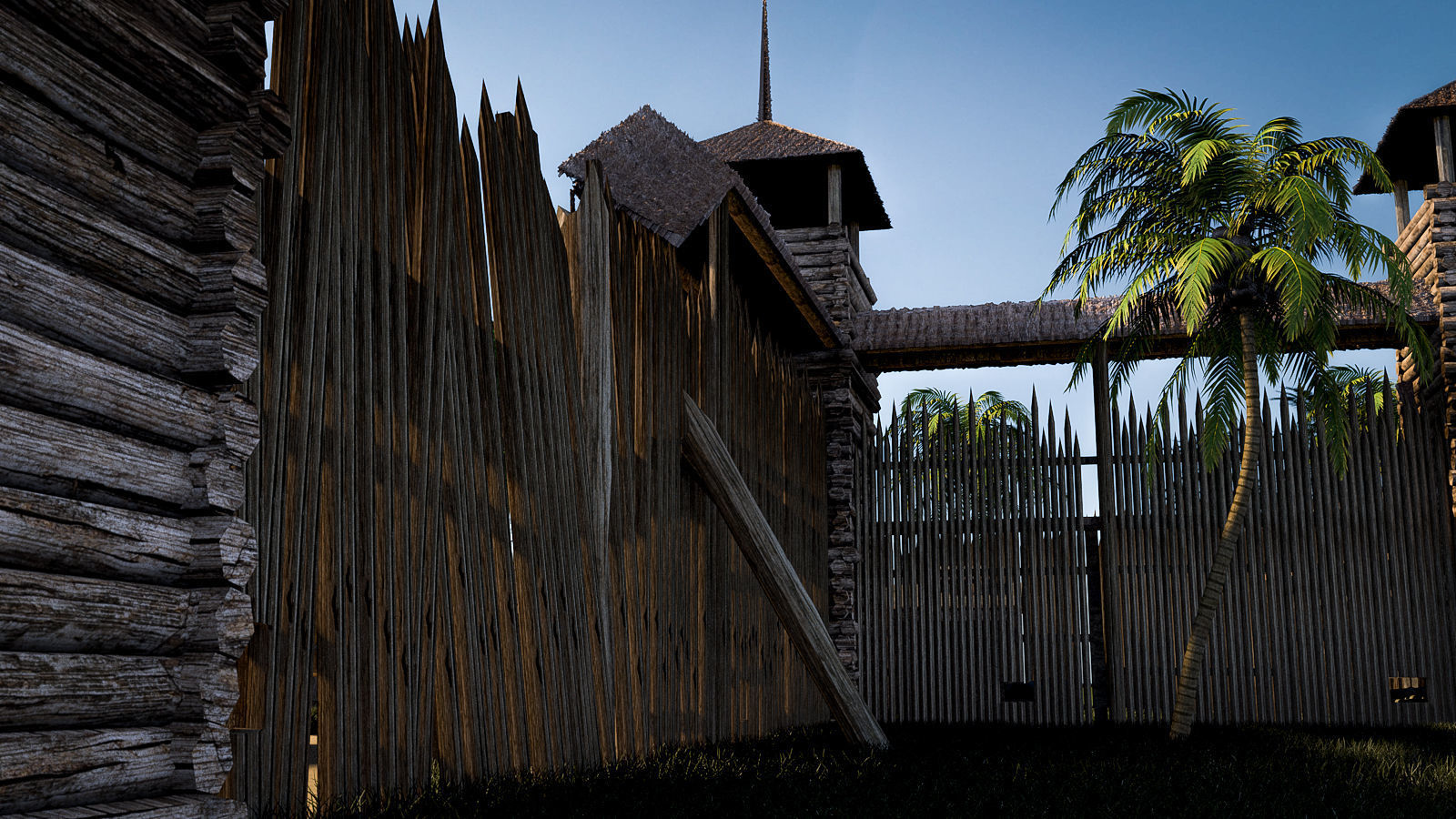 Wooden Fortress Low-poly 3D model_18