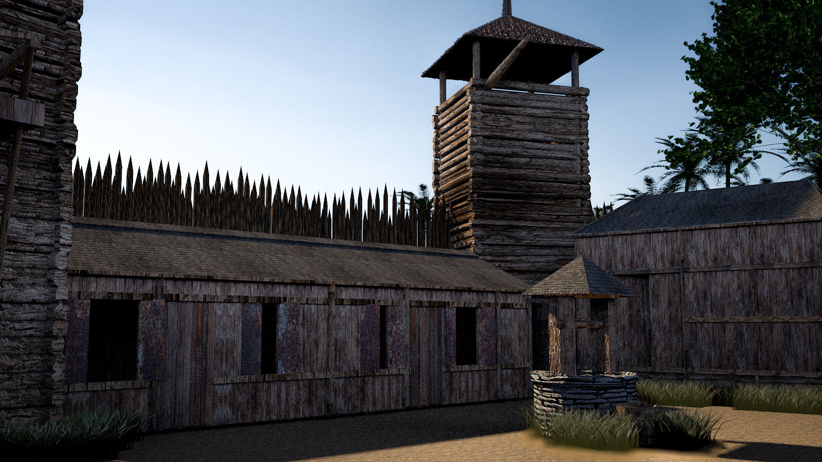 Wooden Fortress Low-poly 3D model_15