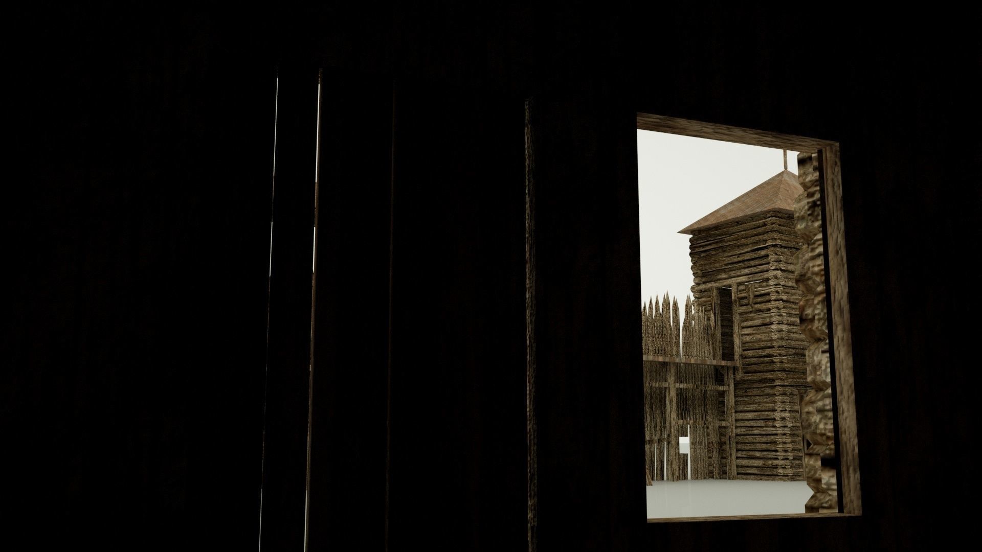 Wooden Fortress Low-poly 3D model_9