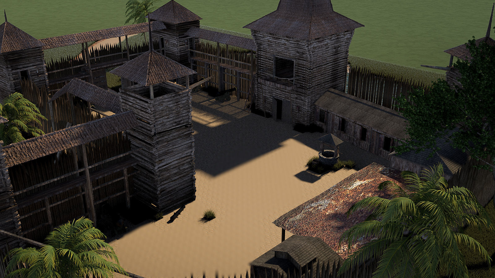 Wooden Fortress Low-poly 3D model_17
