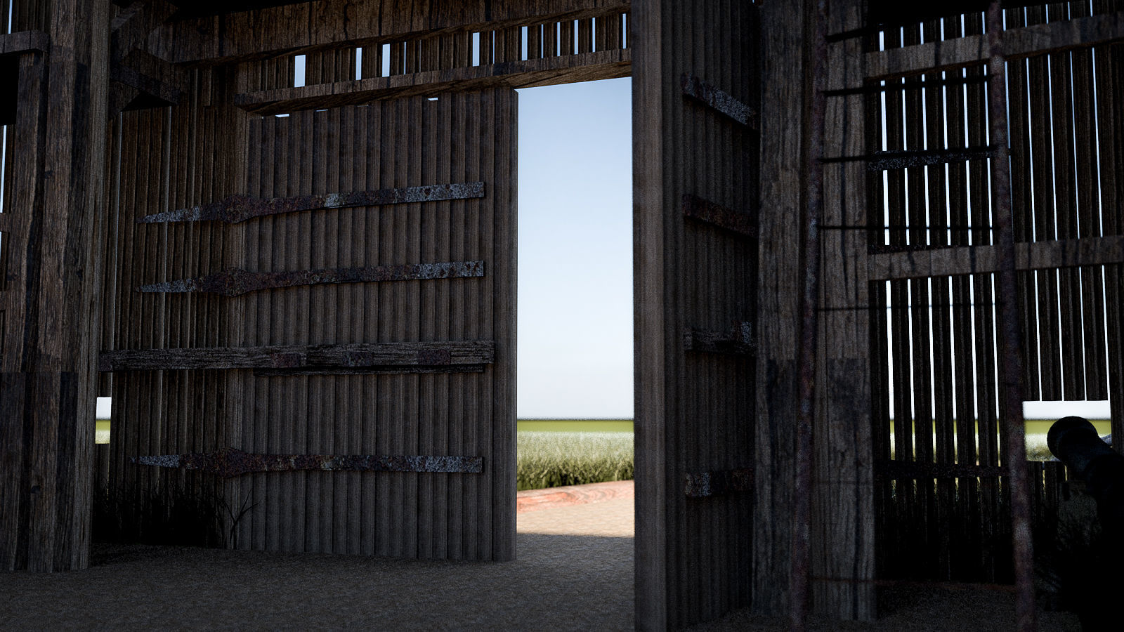 Wooden Fortress Low-poly 3D model_14