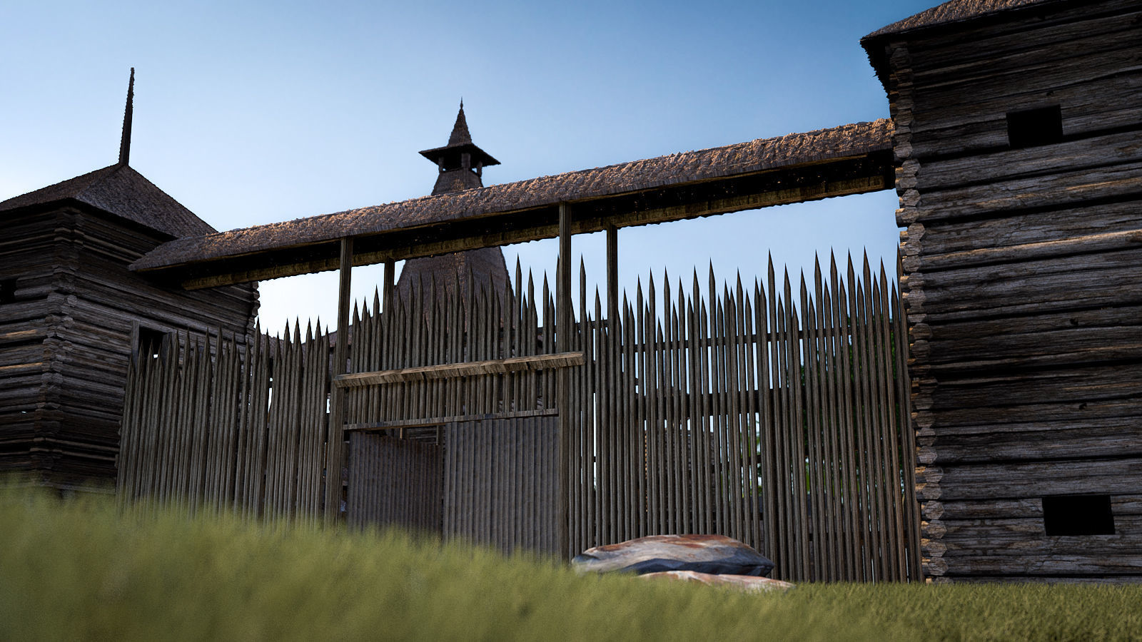 Wooden Fortress Low-poly 3D model_13