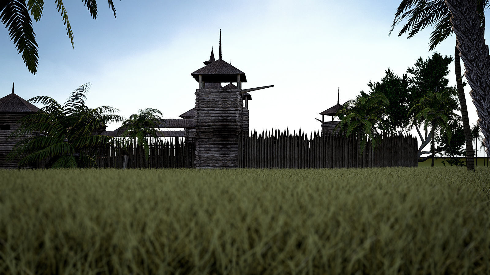 Wooden Fortress Low-poly 3D model_16