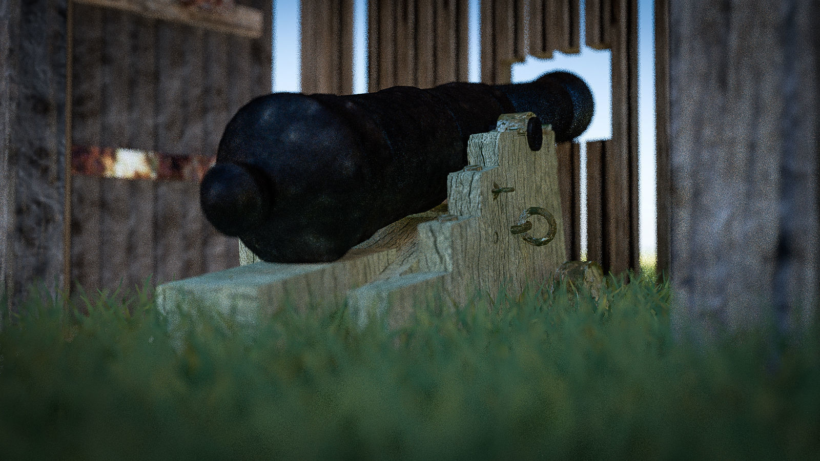 Wooden Fortress Low-poly 3D model_19