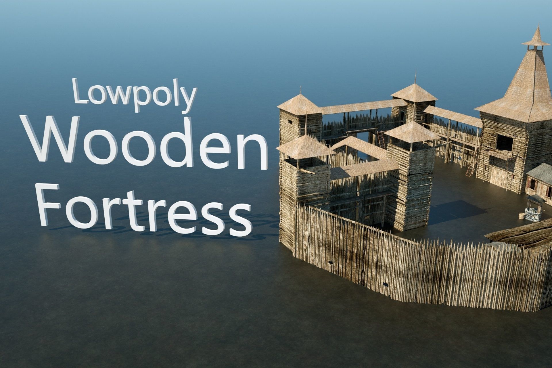 Wooden Fortress Low-poly 3D model_20