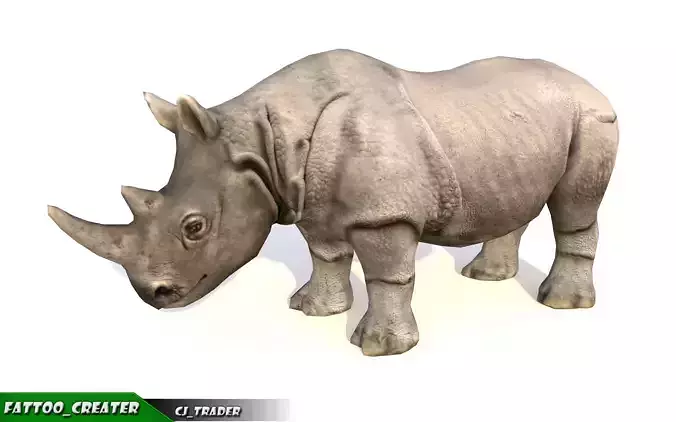 Lowpoly Rhinoceros Animated 3D model Low-poly 3D model