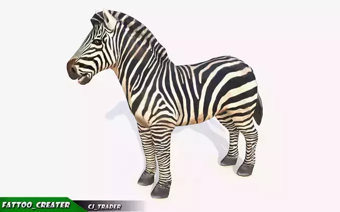 Lowpoly Zebra Animated 3D model Low-poly 3D model
