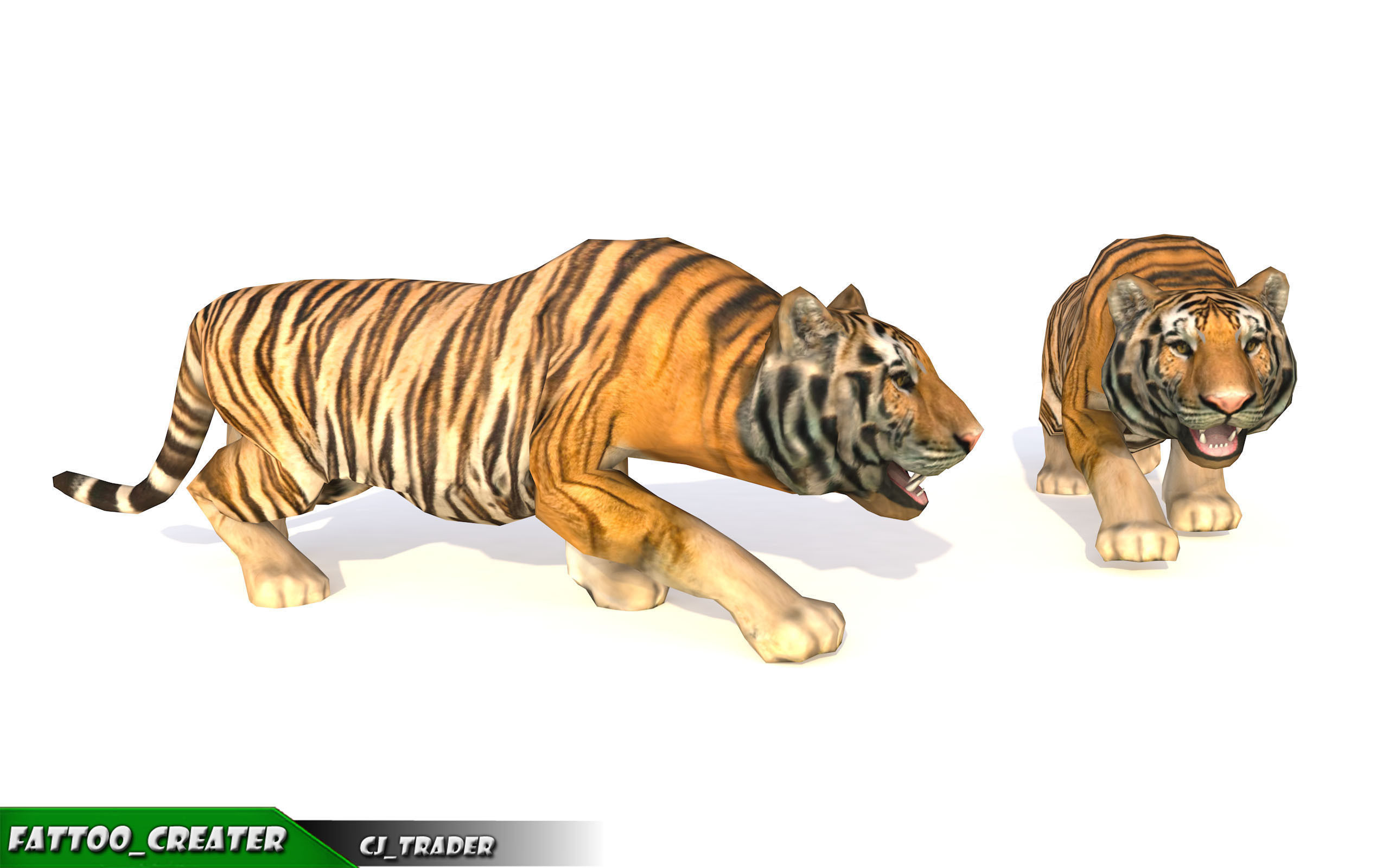 Lowpoly Tiger Animated 3D model Low-poly 3D model_6