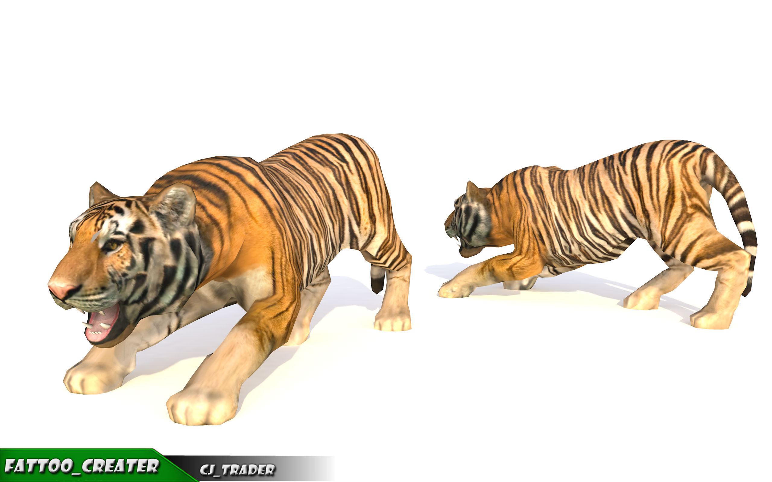 Lowpoly Tiger Animated 3D model Low-poly 3D model_5