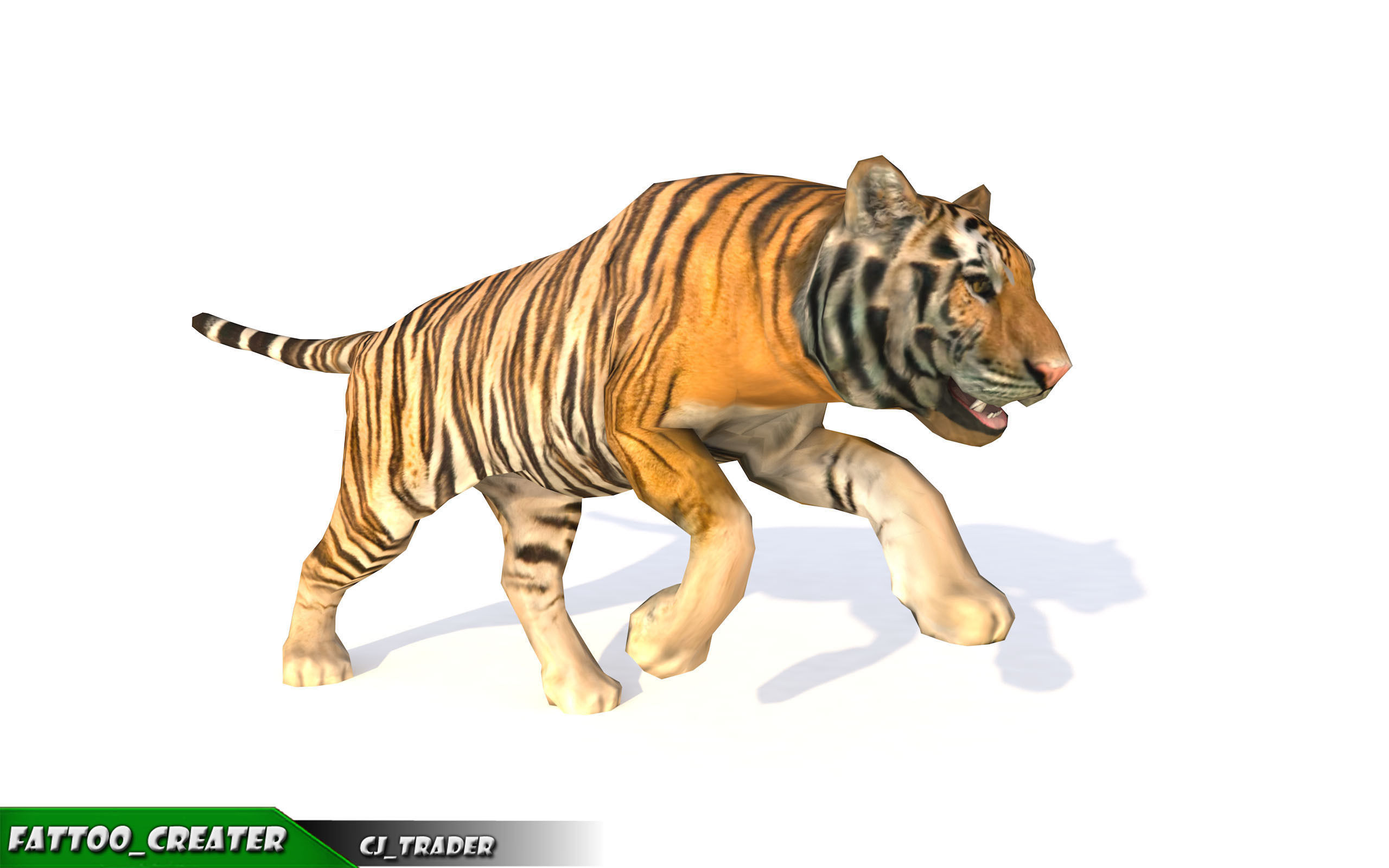 Lowpoly Tiger Animated 3D model Low-poly 3D model_4