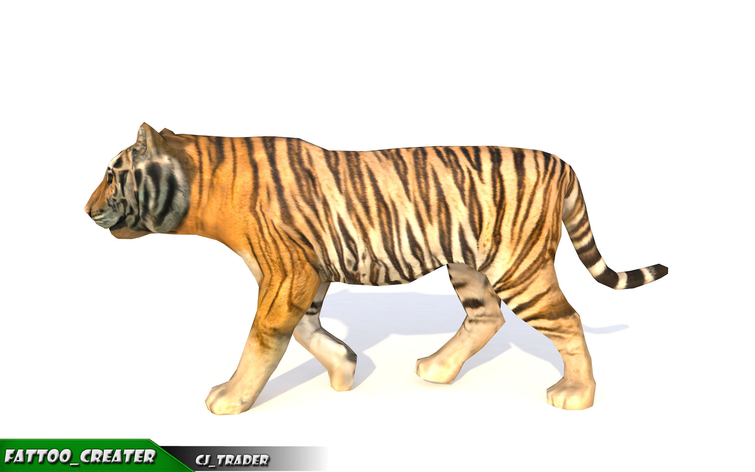 Lowpoly Tiger Animated 3D model Low-poly 3D model_1