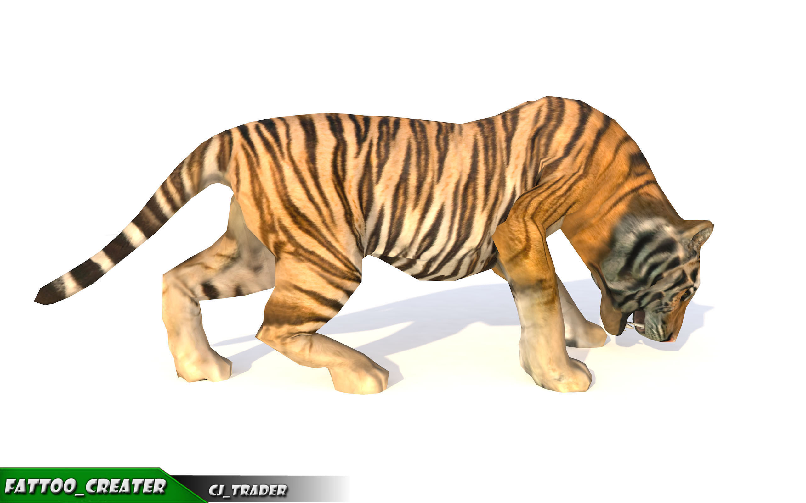 Lowpoly Tiger Animated 3D model Low-poly 3D model_2