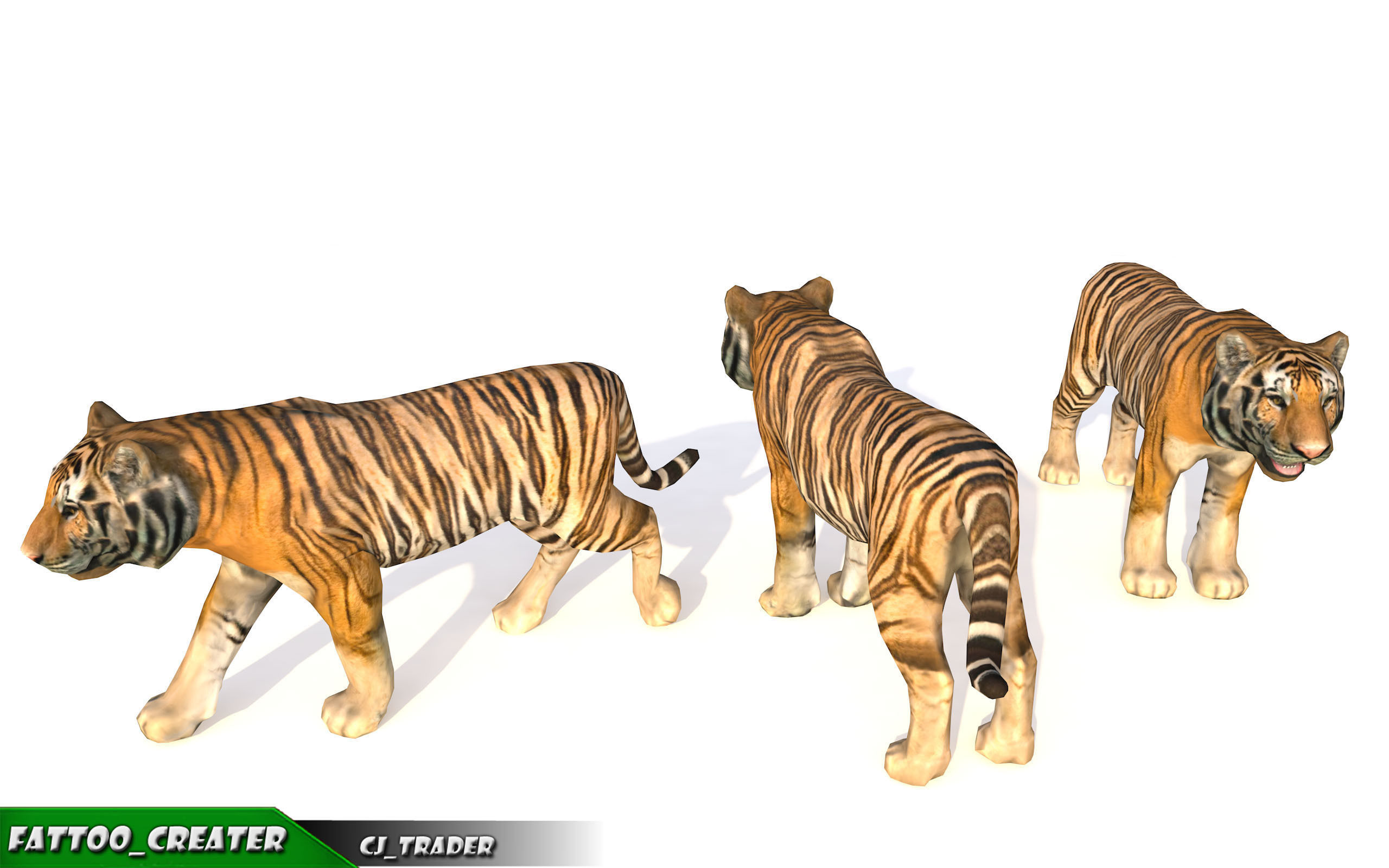 Lowpoly Tiger Animated 3D model Low-poly 3D model_8