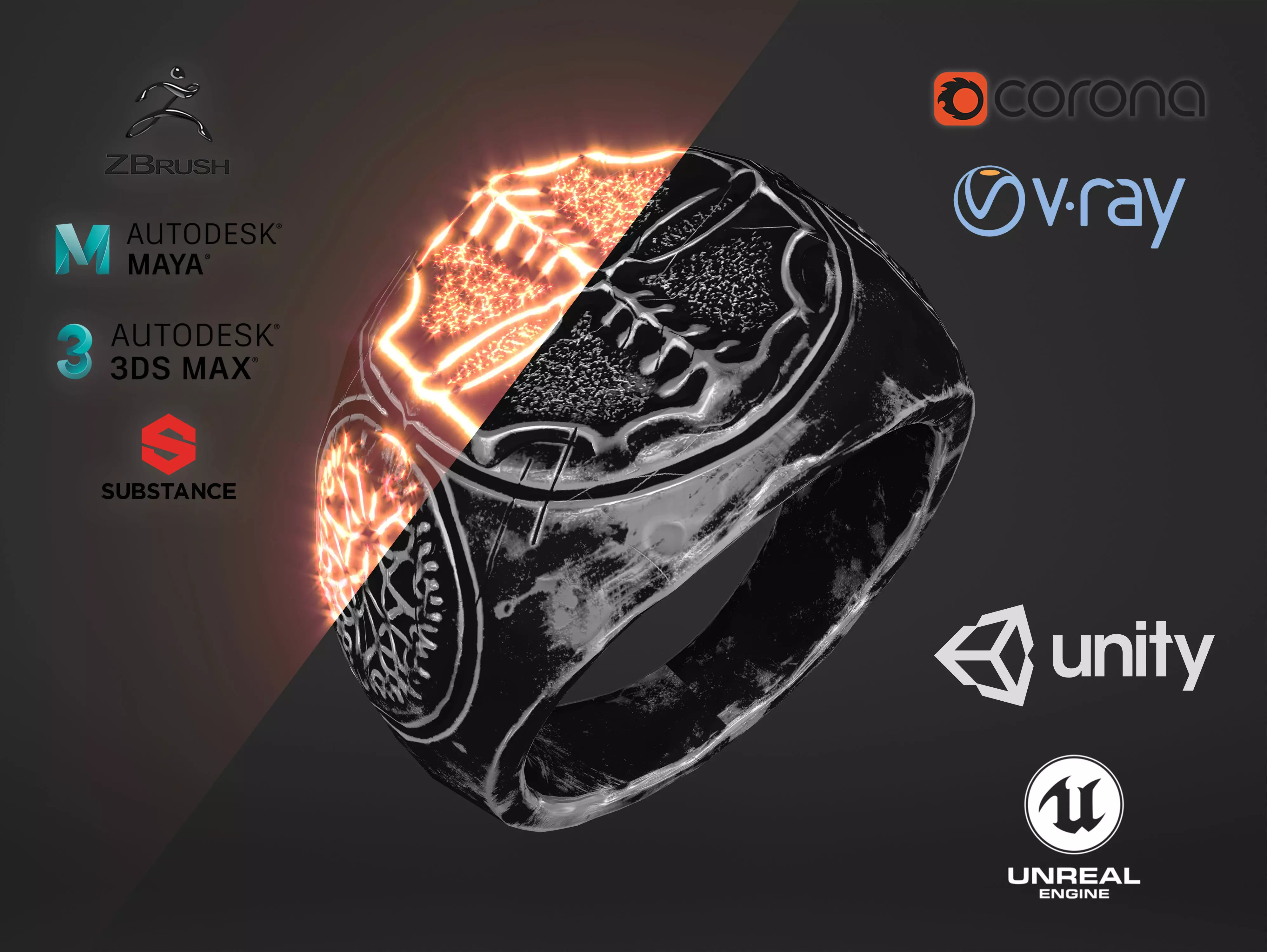 Fire Power Ring Low-poly 3D model