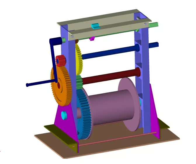 Hand winch 3D model_0